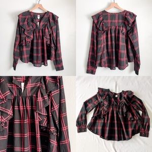 Gap Plaid Ruffled Blouse